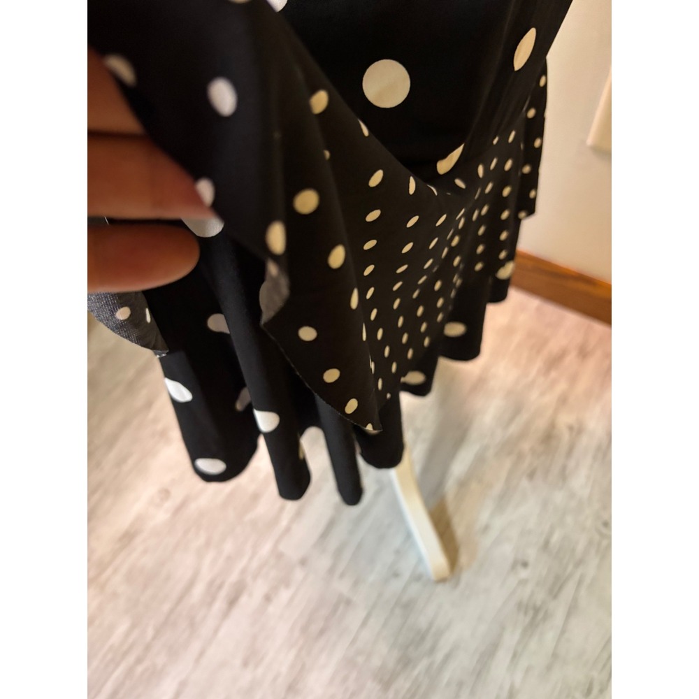 Designer Vintage 8 Black Polka Dot Dress Sleeveless Ruffle Frank Lyman dress - Picture 7 of 10